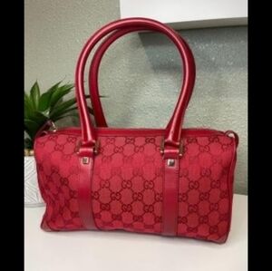 **SOLD** Red Gucci GG Canvas Boston Bag